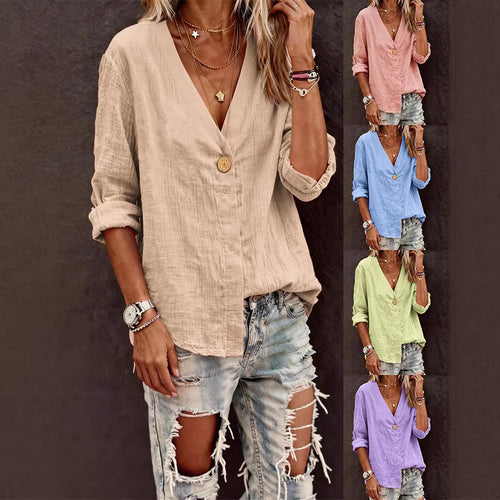Damen Leichte V-Ausschnitt Bluse aus atmungsaktivem Material R&B