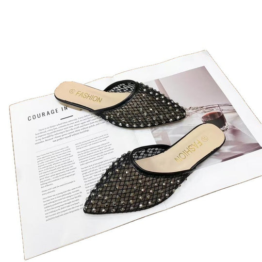 Damen elegante und funkelnde Hausschuhe mit Netzdesign R&B
