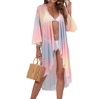 Damen eleganter Strandkimono mit buntem Tie-Dye-Design R&B