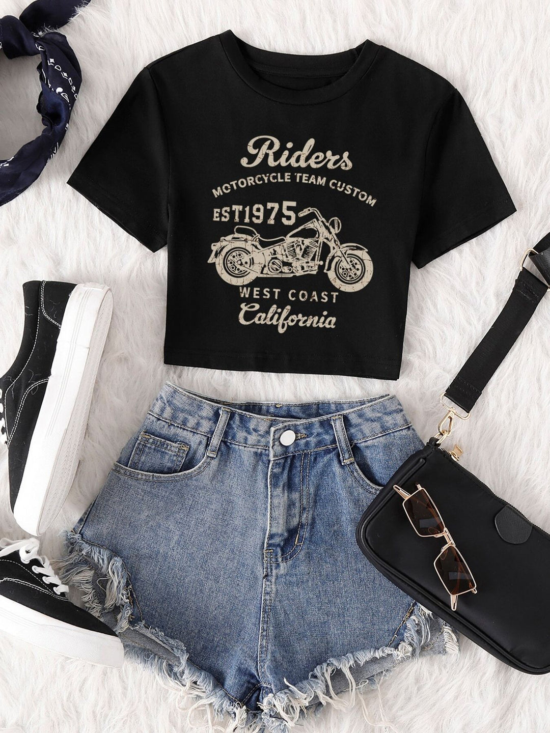 Damen Crop-Top mit auffälligem Schriftzug R&B