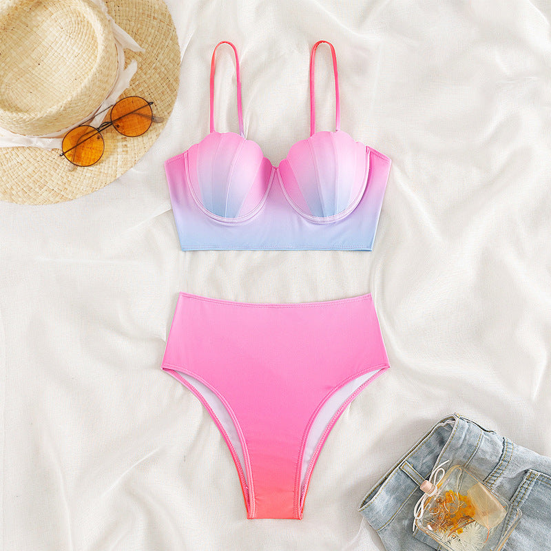 Damen Bikini-Oberteil mit Muschelform und hohem Bund R&B