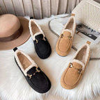Damen Flauschige Mokassins mit elegantem Kunstfellkragen und modischen Details R&B