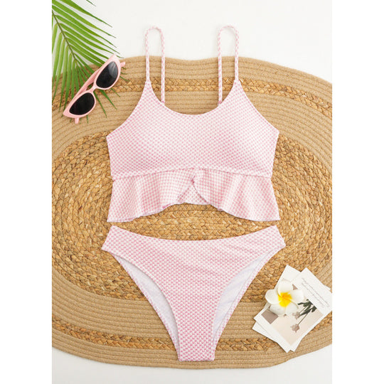 Damen Bikiniversatile mit Rüschen und Karomuster R&B