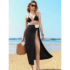 Damen Maxi-Rock mit seitlichem Schlitz und elegantem Blumenakzent R&B