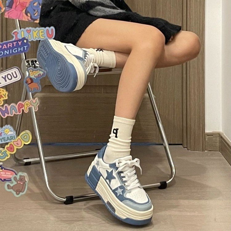 Damen Plattform-Sneaker mit verspieltem Sternen-Design und bequemer Dämpfung R&B