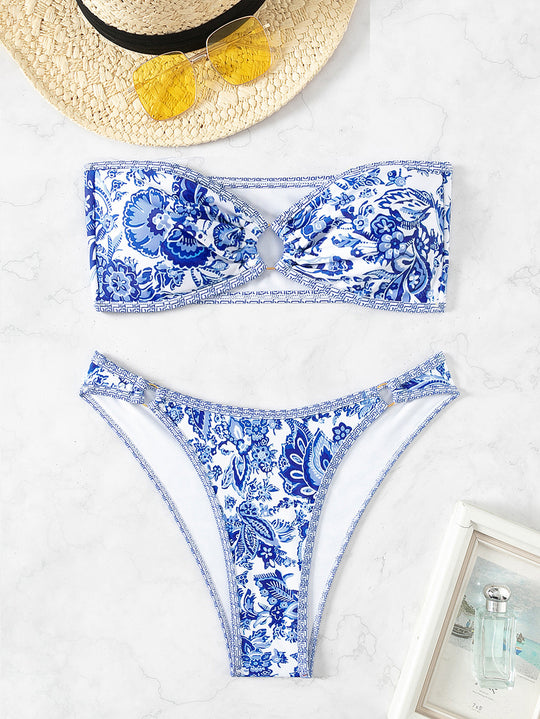 Damen Bandeau Badeanzug Set R&B