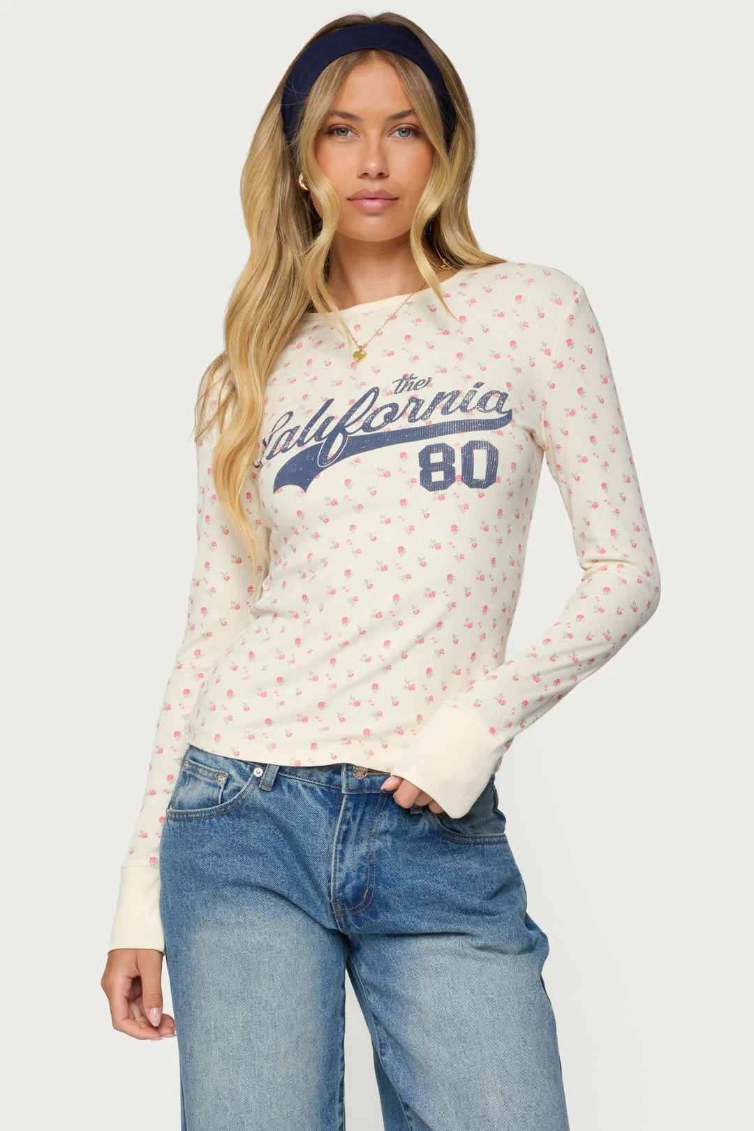Damen Langarmshirt mit floralem Muster und sportlichem Print R&B