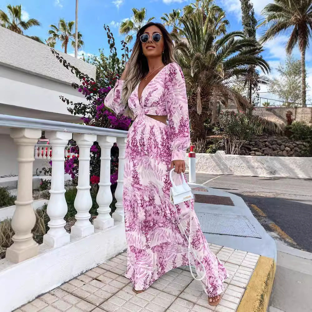 Damen Maxikleid mit floralen Details und raffiniertem Schnitt R&B
