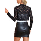 Damen Spitzenbolero mit langen Ärmeln und elegantem Häkelmuster R&B