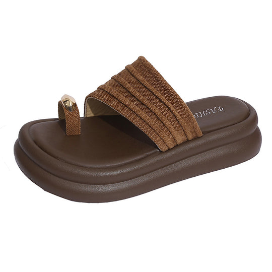 Damen Stylish Zehentrenner-Sandalen mit komfortabler gepolsterter Sohle und dekorativem Riemen R&B