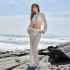 Damen Häkel-Set mit Crop-Top und Maxi-Rock R&B