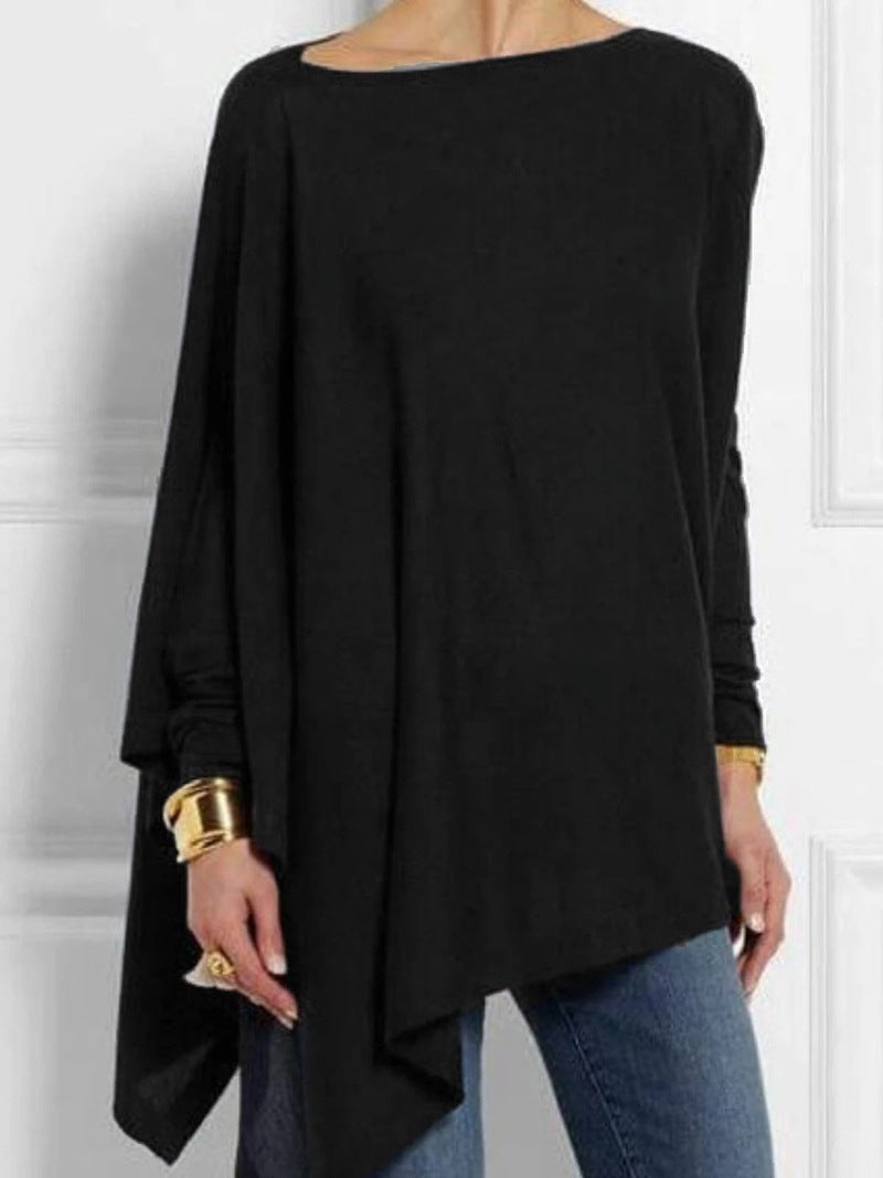 Damen nan drapierte Oversize-Tunika mit schrägem Zipfelsaum und weiten Fledermausärmeln R&B