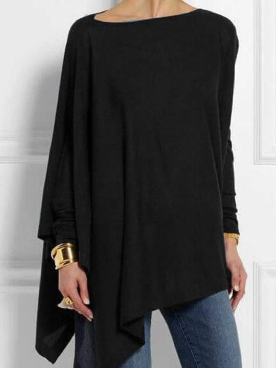 Damen nan drapierte Oversize-Tunika mit schrägem Zipfelsaum und weiten Fledermausärmeln R&B