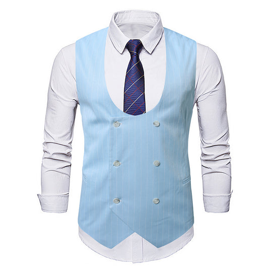 Herren elegante Weste mit doppelter Knopfleiste und klassischen Streifen R&B