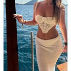 Damen Häkel-Bikini-Set mit verstellbaren Trägern und elastischem Bund R&B