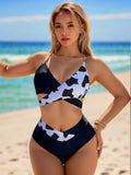 Damen Hoch geschnittener Bikini mit asymmetrischem Design und herausforderndem Look R&B