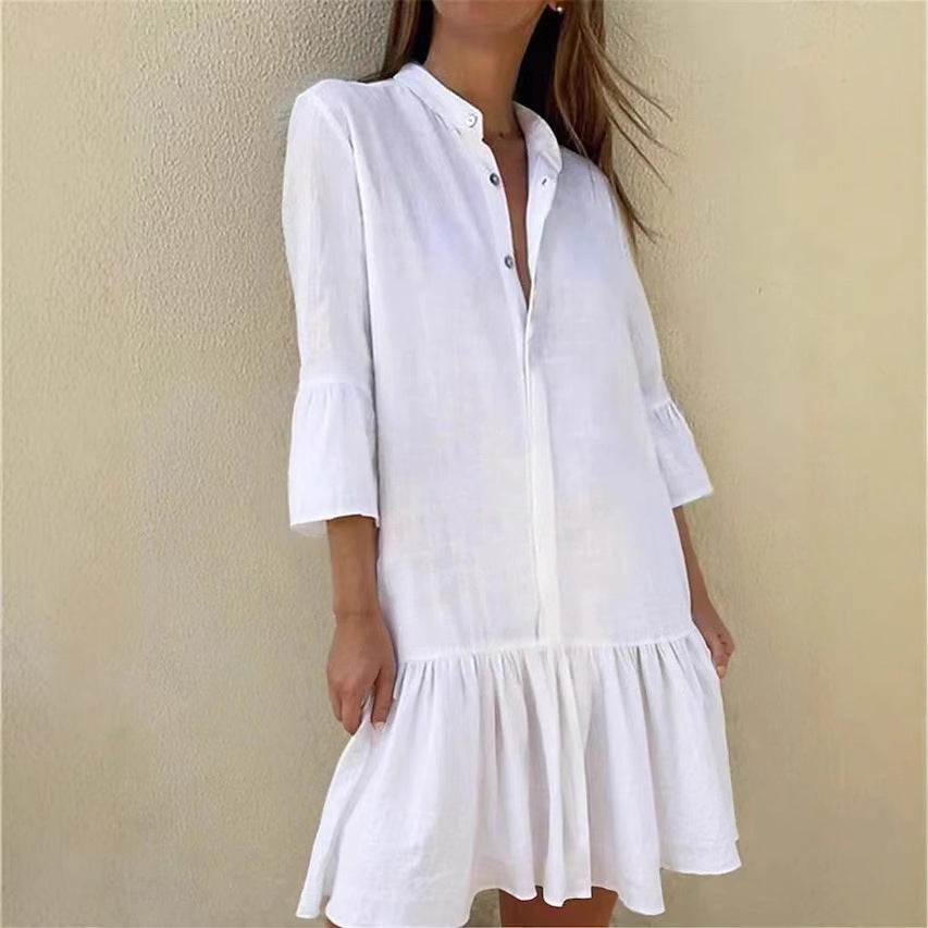Damen Hemdkleid mit Rüschen R&B