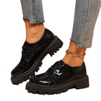 Damen Schnürschuhe im modischen Krokodilleder-Look mit robustem Profilsohle R&B
