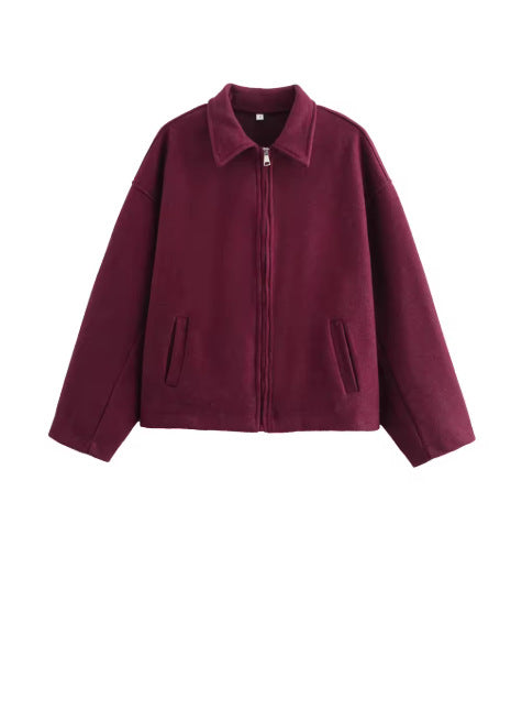 Damen lässige Fleecejacke mit hohem Kragen und praktischen Taschen R&B