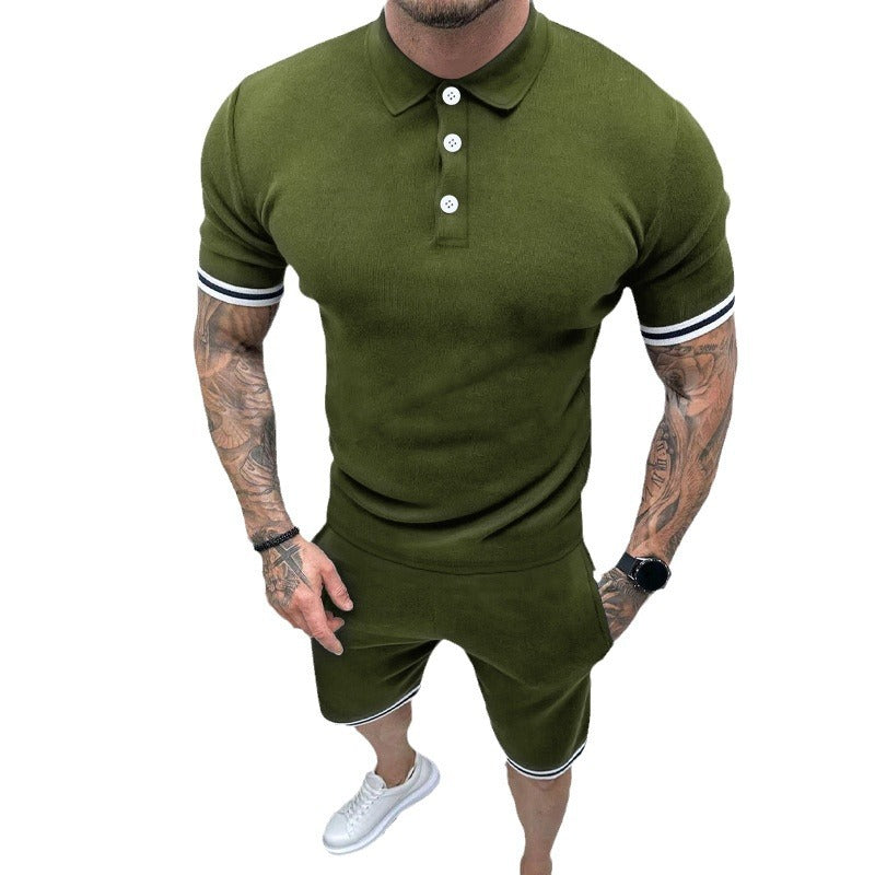 Herren Sportliches Kurzarm-Set mit hochwertigen Kontraststreifen und elastischem Bund R&B