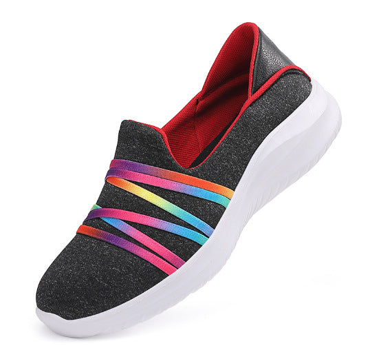 Damen nan eleganter Schlupfsneaker mit elastischen Zierbändern, atmungsaktiver Strickkonstruktion und gedämpfter Komfortlaufsohle R&B