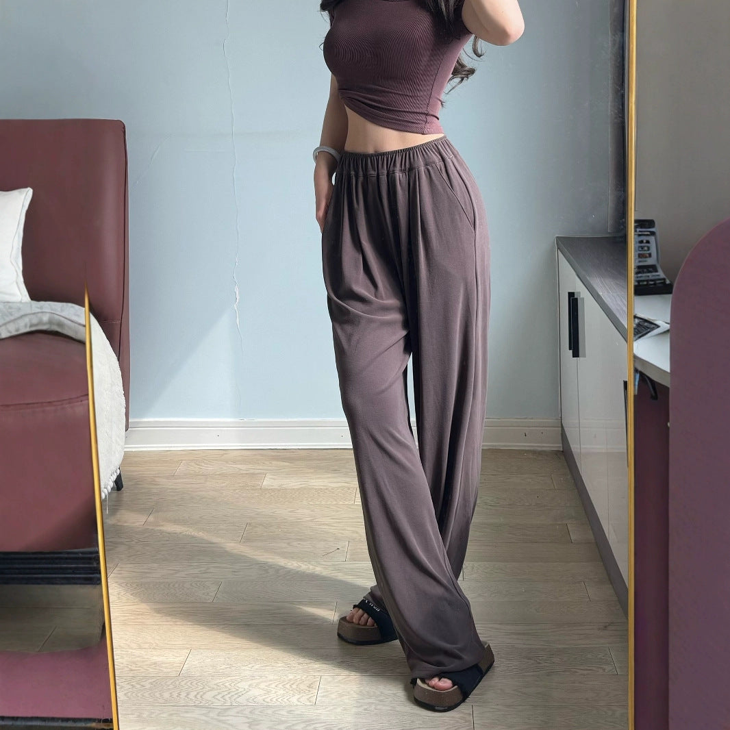 Damen Weite Chino-Hose mit elastischem Bund