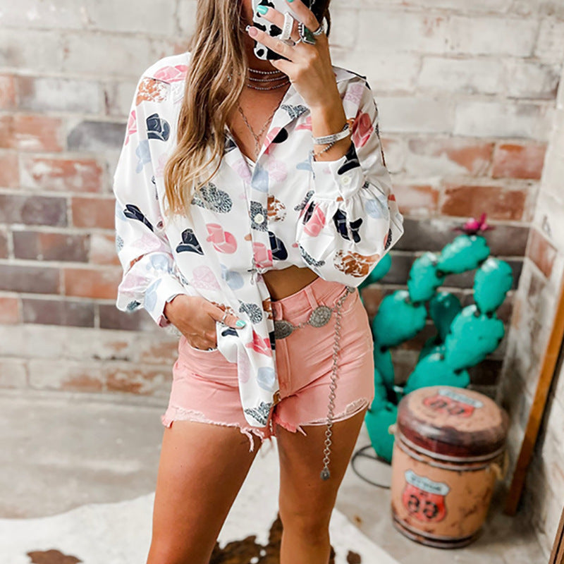 Damen lockeres Blusenshirt mit farbenfrohem Print und lässigem Schnitt R&B