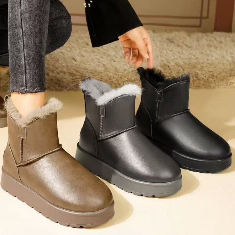 Damen Winterstiefel mit isolierendem Kunstfellkragen und rutschfester Sohle R&B
