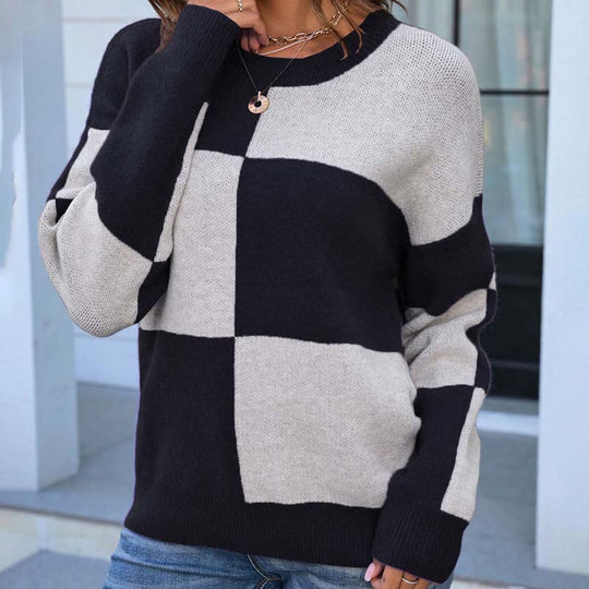 R&B | Kariert Strickpullover Acryl Komfortabel, Modern