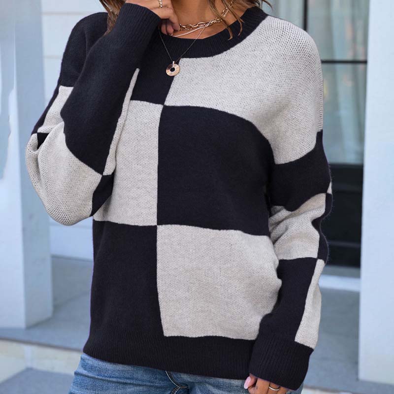 R&B | Karierter Strickpullover