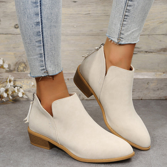 Damen modische Stiefeletten im angesagten Metallic-Look mit seitlichem Reißverschluss R&B