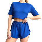 Damen Sportliches Set mit kurzem Oberteil und Shorts R&B