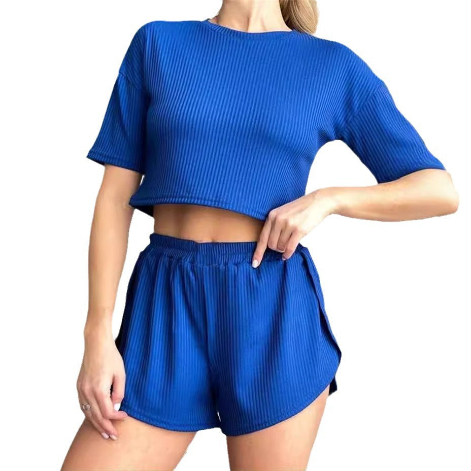 Damen Sportliches Set mit kurzem Oberteil und Shorts R&B