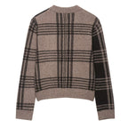 Damen kariertes Strickjacke mit Knopfleiste und weichem Material R&B