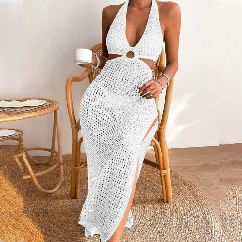 Damen elegantes Häkelkleid mit tiefem Ausschnitt R&B