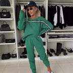 Damen Bequemes Sport-Loungewear-Set mit kontrastierenden Streifen R&B