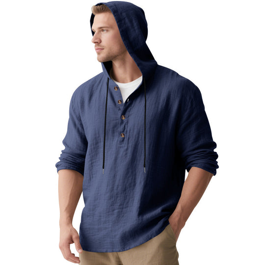 Herren Kapuzenshirt mit Knopfleiste und lässigem Schnitt R&B