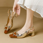 Damen Slingback-Pumps mit funkelnder Schmuckschnalle