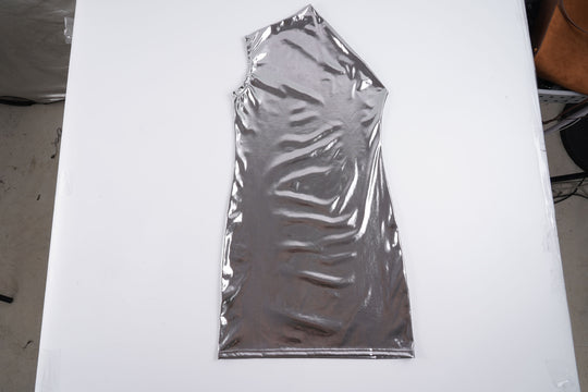 Damen figurbetontes Metallic-Kleid mit asymmetrischem Schnitt R&B