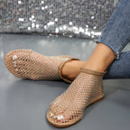Damen Funkelnde Netzsandalen mit glitzernden Strass-Applikationen R&B