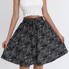 Damen Midirock mit elegantem Karomuster und weitem Schnitt R&B