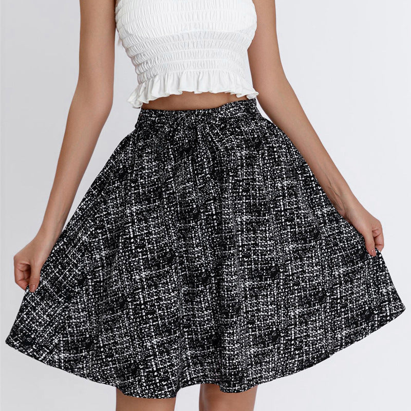 Damen Midirock mit elegantem Karomuster und weitem Schnitt R&B