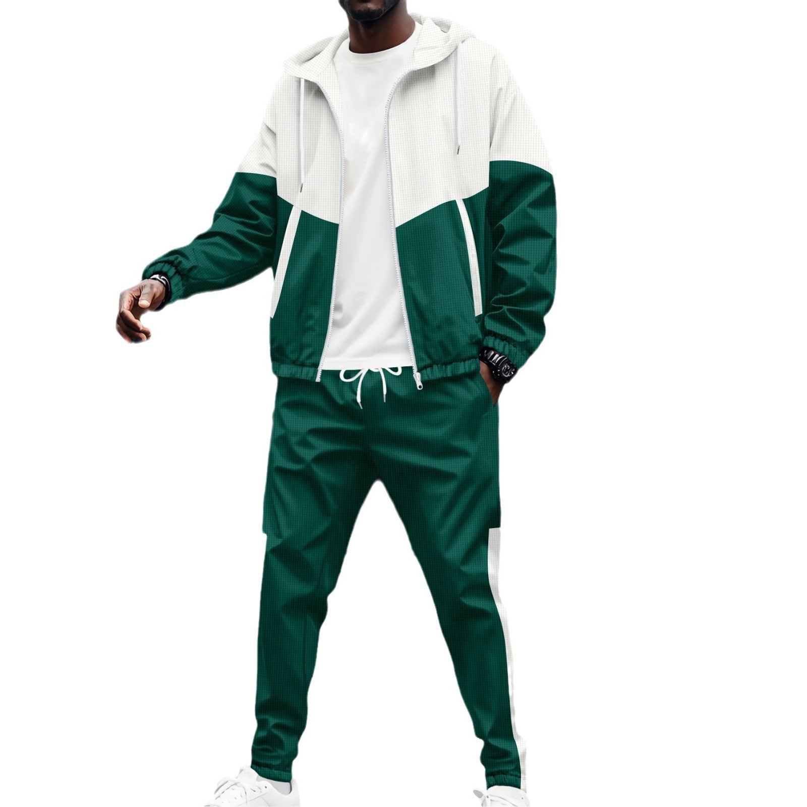 Herren modischer Trainingsanzug mit leistungsstarkem Funktionsmaterial und stylischem Blockdesign R&B