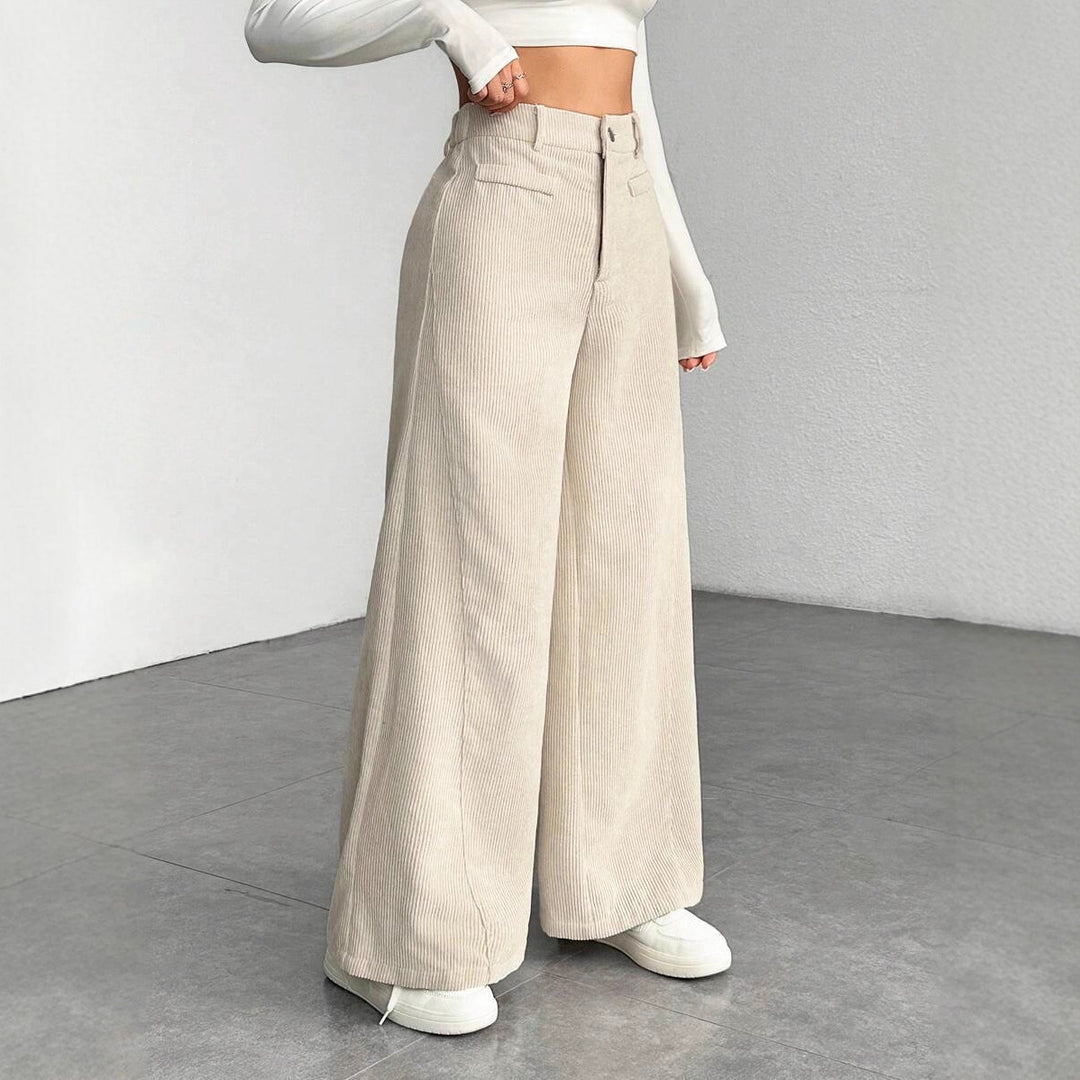 Damen weite Faltenhose mit hohem Bund R&B
