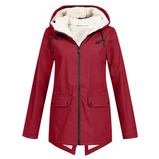 Damen Wasserabweisende Übergangsjacke mit warmem Fleece-Futter und verstellbarem Kapuzenkragen R&B