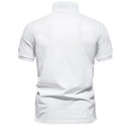 Herren nan legeres Polo mit kurzer Knopfleiste, gesticktem Pfeilmotiv-Panel und Stehkragen R&B