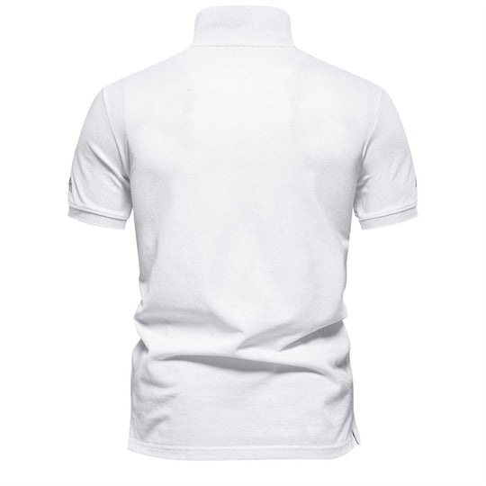 Herren nan legeres Polo mit kurzer Knopfleiste, gesticktem Pfeilmotiv-Panel und Stehkragen R&B