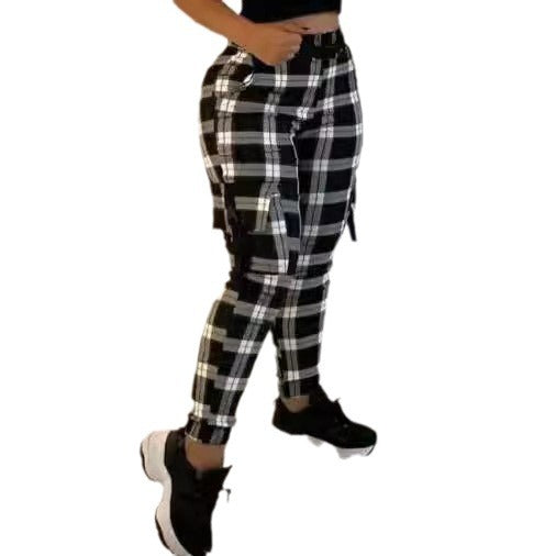 Damen Cargo-Hosen im Karomuster R&B