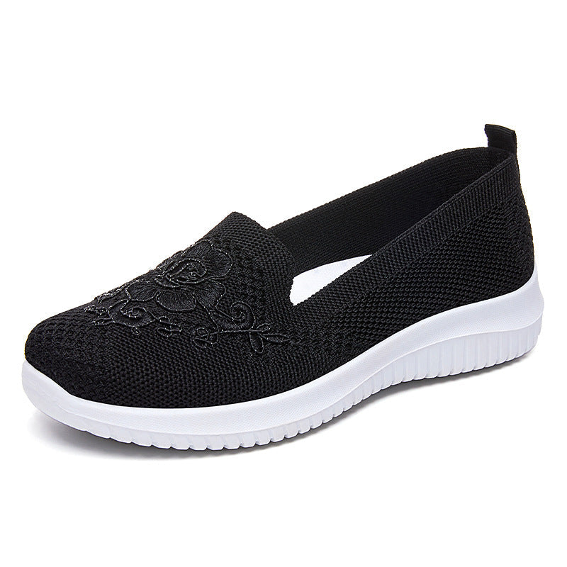 Damen Bequeme Slip-On Sneakers mit floralen Stickereien R&B
