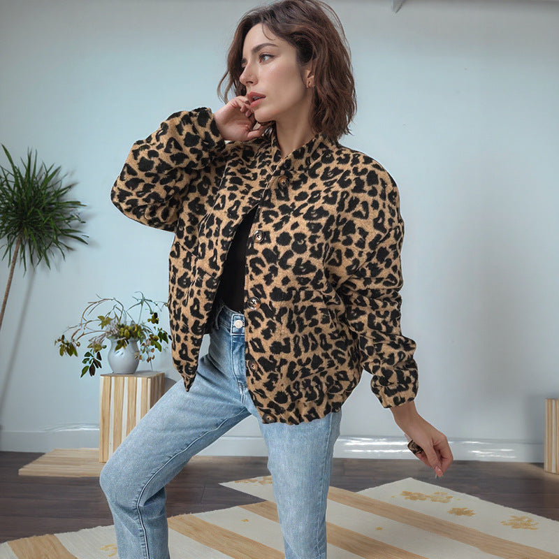 Damen modische Teddyjacke im Leopardenmuster R&B